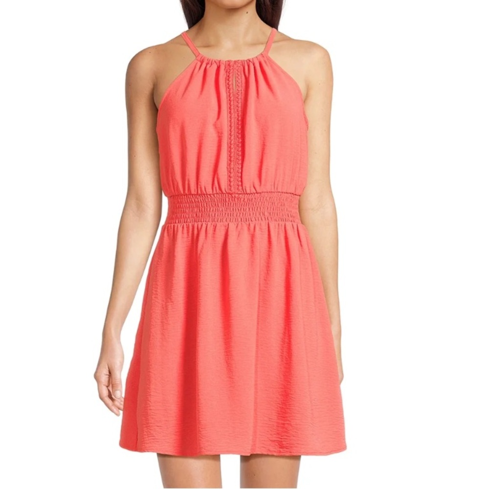 ✨ No Boundaries Vibrant Coral Halter Dress